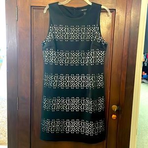 BHWM black dress with cutouts that show white underneath